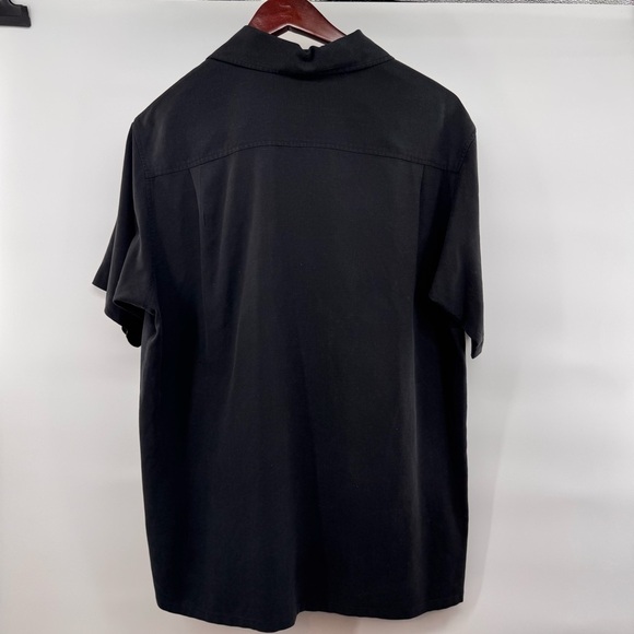 Joseph & Feiss Men’s L Camp Black Short Sleeve Button Front 100% Silk Shirt - Picture 6 of 6